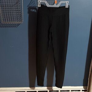 Black Textured Leggings